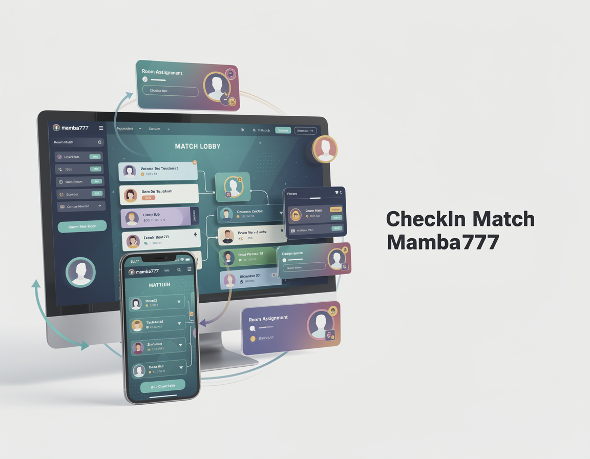 Ilustrasi alur check-in match mamba777 di turnamen game online mamba777 dengan room match dan bracket